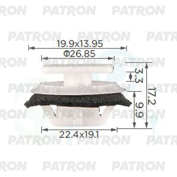PATRON P372383 Клипса пластмассовая Mazda Применяется для крепления подкрылка