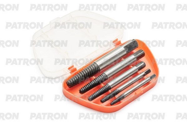 PATRON P63005A Набор экстракторов обломанных болтов 5 пр: Cr-Mo спиральные (мелкий шаг) 3-6, 6-8, 8-11, 11-14, 14-18 мм