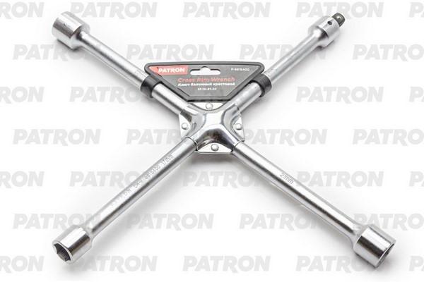 PATRON P681B400 Ключ баллонный крестовой усиленный, 17x19x21х22 мм, с адаптером для торцевых головок P-681B400-P
