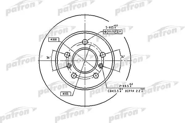 PATRON PBD1029 Диск тормозной задн RENAULT: LAGUNA 93-01, LAGUNA Grandtour 95-01, SAFRANE I 92-96, SAFRANE II 96-00