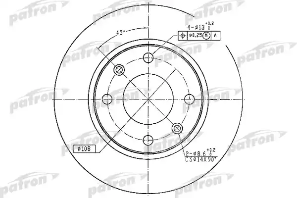 PATRON PBD1221 Диск тормозной передн CITROEN: AX 91-96, SAXO 96-03, XSARA 97-05, XSARA Break 97-05, XSARA купе 98-05, ZX 91-97, ZX Break 93-98, PEUGEOT: 106 I 91-96, 106 II 96