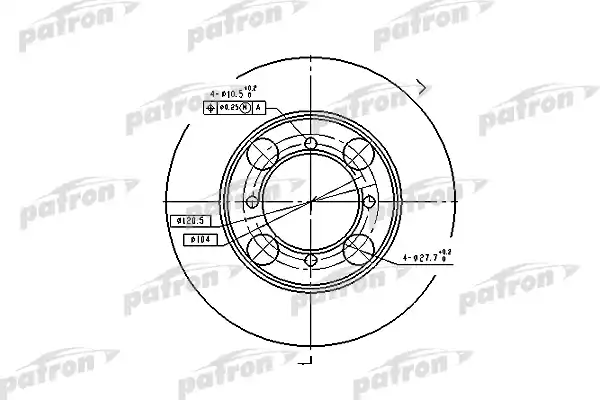 PATRON PBD1428 Диск тормозной передн HYUNDAI: COUPE 96-02, LANTRA I 90-95, LANTRA II 95-00, LANTRA II Wagon 96-