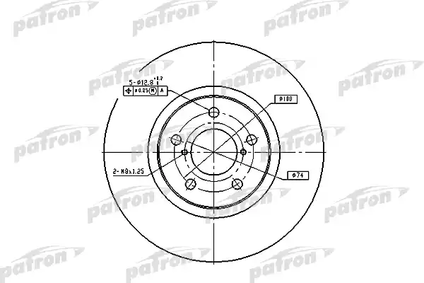 PATRON PBD1437 Диск тормозной передн SUBARU: FORESTER 97-02, IMPREZA 94-00, IMPREZA 00-, IMPREZA универсал 00-, IMPREZA универсал 94-00, LEGACY I 92-94, LEGACY I универсал 92-