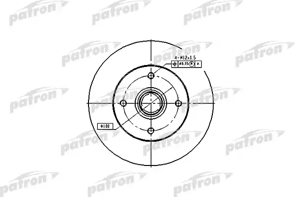 PATRON PBD1529 Диск тормозной задн SEAT: CORDOBA 93-99, CORDOBA Vario 97-99, IBIZA II 93-99, TOLEDO I 91-99, VW: CORRADO 88-95, GOLF II 83-91, GOLF III 91-97, GOLF III Cabriol