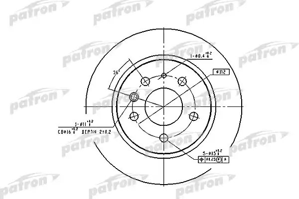 PATRON PBD1574 Диск тормозной задн MERCEDES-BENZ: /8 68-76, /8 68-77, /8 купе 69-77, CABRIOLET 69-71, COUPE 77-85, COUPE 65-71, HECKFLOSSE 61-68, KOMBI универсал 77-85, PAGODE