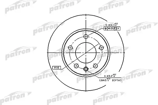 PATRON PBD1612 Диск тормозной передн OPEL: OMEGA A 86-94, OMEGA A универсал 86-94