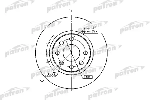 PATRON PBD1625 Диск тормозной передн DAEWOO: CIELO 94-98, ESPERO 95-99, LANOS 97-, LANOS седан 97-, NEXIA 95-97, NEXIA седан 95-97, OPEL: ASCONA C 87-88, ASCONA C хечбэк 87-88
