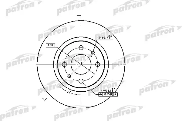 PATRON PBD1747 Диск тормозной передн ALFA ROMEO: 145 94-99, 146 94-99, 155 93-97, FIAT: BRAVA 95-01, BRAVO 95-01, MAREA 96-, MAREA Weekend 96-, PUNTO 94-99, PUNTO 99-, PUNTO V