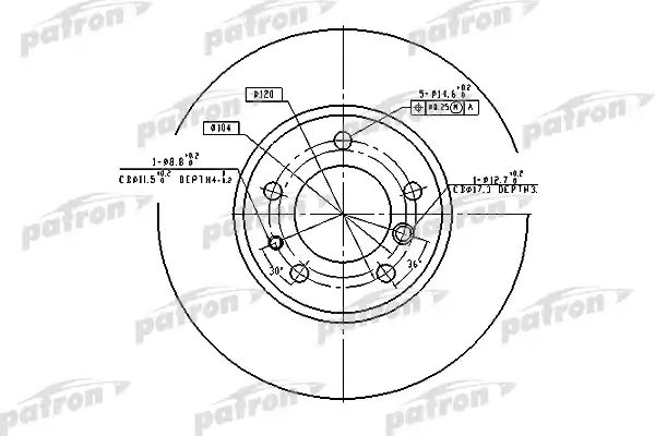 PATRON PBD2556 Диск тормозной передн BMW: 5 86-90, 5 88-95, 5 Touring 91-97, 7 86-94