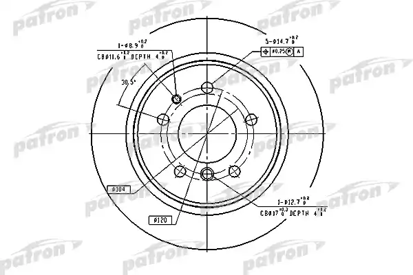 PATRON PBD2557 Диск тормозной задн BMW: 5 86-90, 5 88-95, 5 Touring 91-97