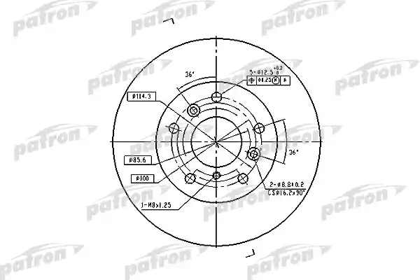 PATRON PBD2571 Диск тормозной передн FORD USA: PROBE I 88-93, MAZDA: 626 II 83-87, III 87-92, Chery Tiggo.