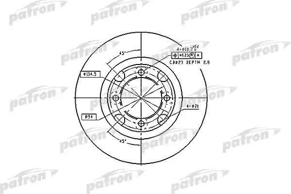 PATRON PBD2607 Диск тормозной передн MAZDA: 626 III 87-92, 626 III Hatchback 87-92, 626 III купе 87-91