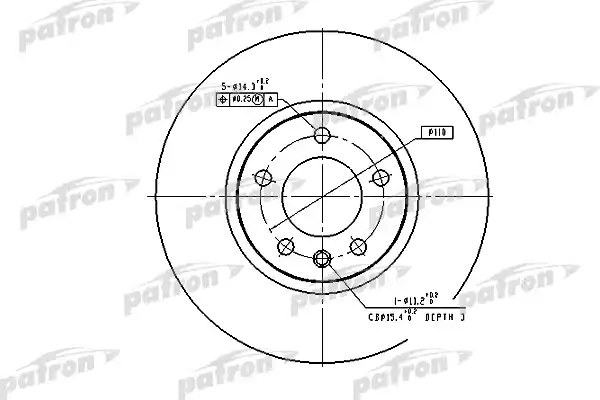PATRON PBD2645 Диск тормозной передн OPEL: OMEGA A 88-94, OMEGA A универсал 87-94, OMEGA B 94-03, OMEGA B универсал 94-03, SENATOR B 87-93