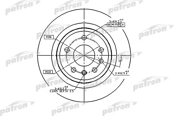 PATRON PBD2714 Диск тормозной задн OPEL: OMEGA B 94-03, OMEGA B универсал 94-03