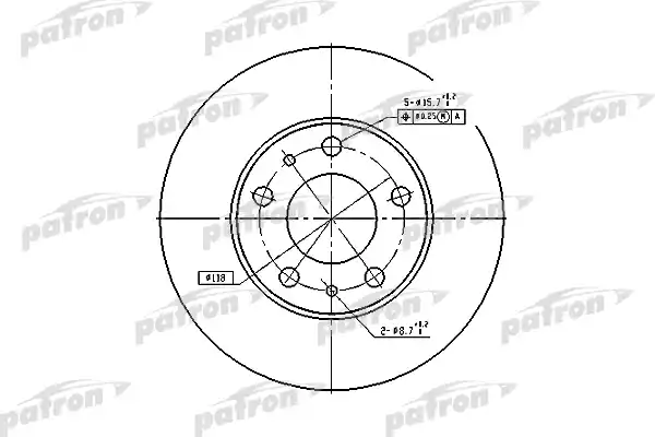 PATRON PBD2728 Диск тормозной передн PEUGEOT: BOXER c бортовой платформой 94-02, BOXER автобус 94-02, BOXER фургон 94-02