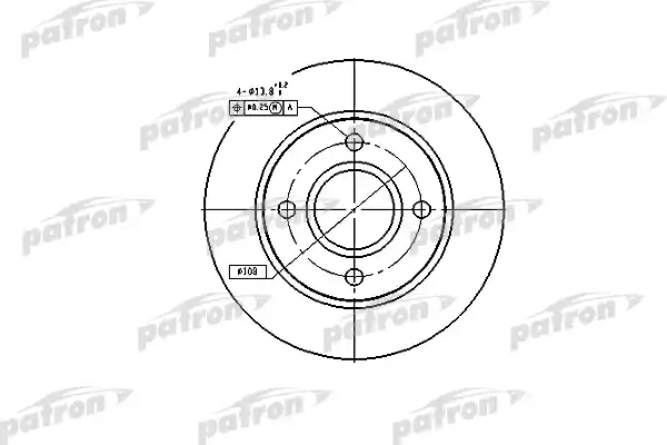 PATRON PBD2752 Диск тормозной передн FORD: FIESTA III 89-95, FIESTA IV 95-02, FIESTA фургон 96-, FIESTA фургон 98-, KA 96-, MAZDA: 121 III 96-