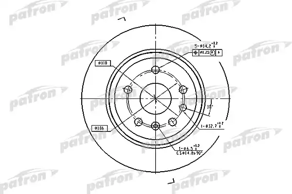 PATRON PBD2773 Диск тормозной задн OPEL: VECTRA B 95-02, VECTRA B хечбэк 95-03, VECTRA B универсал 96-03, SAAB: 9-3 98-02, 9-3 Cabriolet 98-03, 9-5 97-, 9-5 универсал 98-, 900