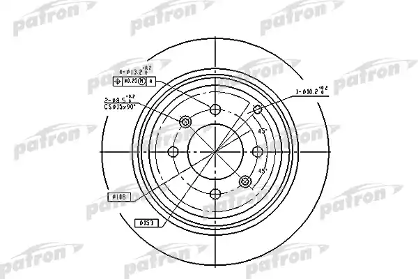 PATRON PBD2781 Диск тормозной задн PEUGEOT: 406 95-04, 406 Break 96-04, 406 купе 97-04