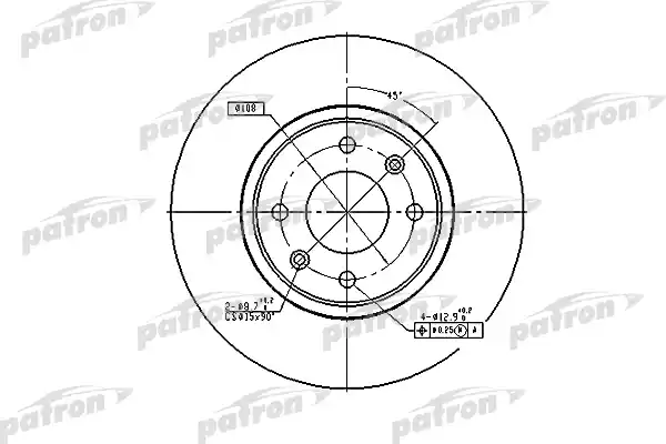PATRON PBD2782 Диск тормозной передн PEUGEOT: 406 95-04, 406 Break 96-04