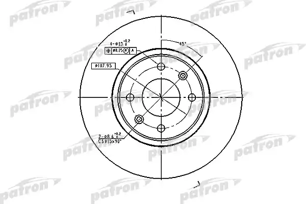 PATRON PBD2796 Диск тормозной передн CITROEN: XANTIA 95-98, XANTIA 98-03, XANTIA Break 95-98, XANTIA Break 98-03, PEUGEOT: 406 95-04, 406 Break 96-04, 406 купе 97-04
