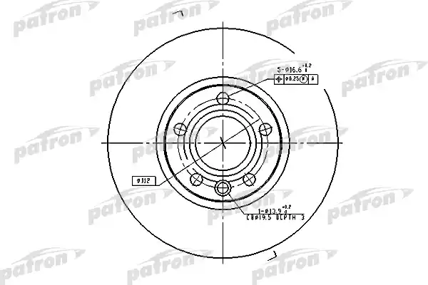 PATRON PBD2810 Диск тормозной передн VW: TRANSPORTER IV c бортовой платформой 90-03, TRANSPORTER IV автобус 90-03, TRANSPORTER IV фургон 90-03
