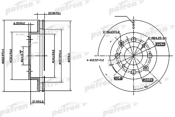 PATRON PBD3021 Диск тормозной передн HONDA: CIVIC III Hatchback 89-91, CIVIC IV 91-95, CIVIC IV Fastback 94-97, CIVIC IV Hatchback 91-95, CIVIC IV купе 94-96, CIVIC V 95-01, C