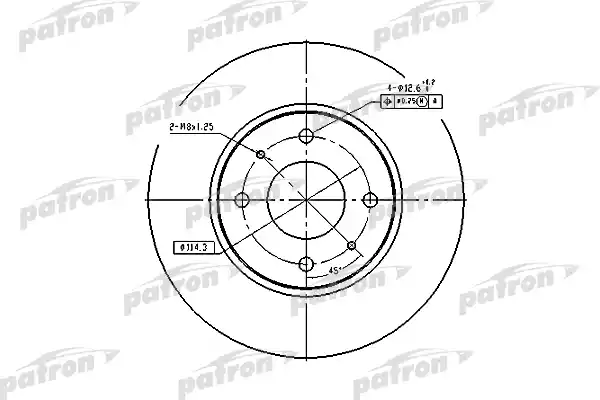 PATRON PBD4054 Диск тормозной передн MITSUBISHI: CARISMA 97-06, CARISMA седан 97-06,  VOLVO: S40 I 95-03, V40 универсал 95-04