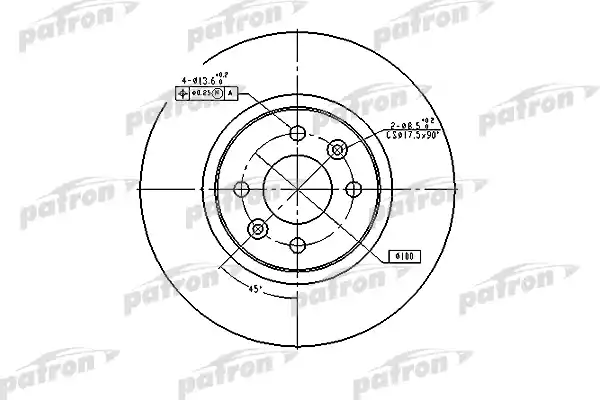 PATRON PBD4110 Диск тормозной передн RENAULT: CLIO II 00-, CLIO III 06-, KANGOO 00-, KANGOO Express 01-, LAGUNA 97-01, MEGANE Cabriolet 99-, MEGANE Classic 97-, MEGANE Coach 9
