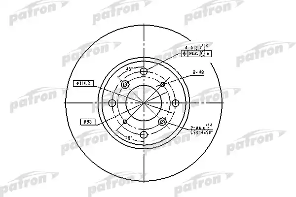 PATRON PBD4151 Диск тормозной передн HONDA: ACCORD VII 98-02, ACCORD VII Aerodeck 98-, ACCORD VII Hatchback 99-02