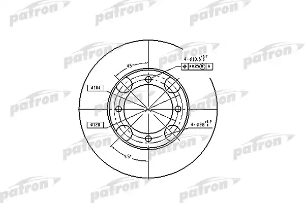 PATRON PBD4157 Диск тормозной передн HYUNDAI: LANTRA I 90-95, LANTRA II 96-00, LANTRA II Wagon 97-
