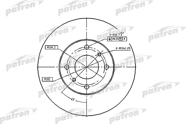 PATRON PBD4169 Диск тормозной передн NISSAN: 200 SX 88-93, ALMERA II 00-, ALMERA II Hatchback 00-, PRIMERA 96-01, PRIMERA Hatchback 96-02, PRIMERA Traveller 94-98, PRIMERA Tra