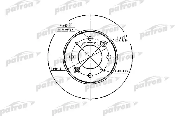 PATRON PBD4171 Диск тормозной передн KIA: CARENS I 00-02, CLARUS 96-, CLARUS универсал 98-
