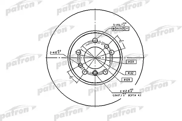 PATRON PBD4187 Диск тормозной передн BMW: X3 06-, X5 00-