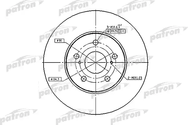 PATRON PBD4204 Диск тормозной передн TOYOTA: CAMRY 96-01, CAMRY 01-