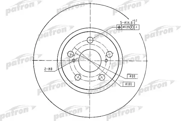 PATRON PBD4416 Диск тормозной передн TOYOTA: AVENSIS 03-, AVENSIS седан 03-, AVENSIS универсал 03-