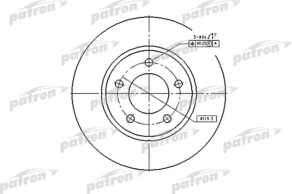 PATRON PBD53002 Диск тормозной передн CHRYSLER: Town & Contry 01-07,DODGE: Caravan, Grand Caravan 01-07 - задний барабанный тормоз