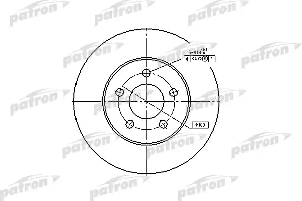 PATRON PBD5371 Диск тормозной передн CHRYSLER: Town & Contry 96-00,DODGE: Caravan, Grand Caravan 96-00 - обод 14