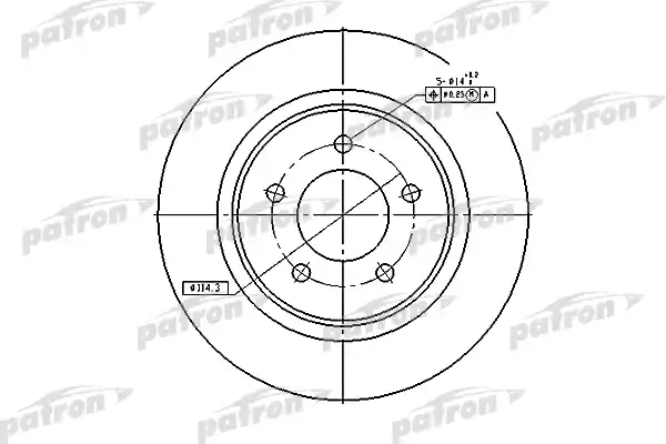 PATRON PBD5386 Диск тормозной передн CHRYSLER: 300M 98-04, Concord 98-04, LHS 98-02,DODGE: Intrepid 98-04 - обод 16-17