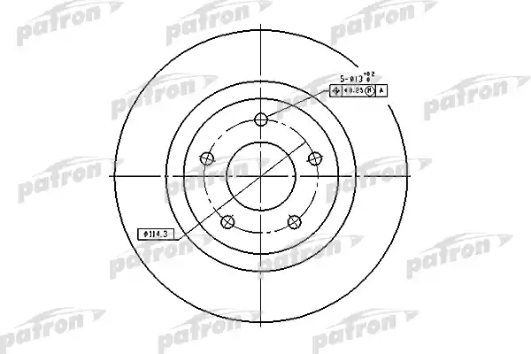 PATRON PBD7006 Диск тормозной передн CHRYSLER: Sebring 07-09   DODGE: Avenger 08-09, Caliber 07-09   JEEP: Compass 07-09, Patriot 07-09   MITSUBISHI: Lancer GTS 08-09, Outland