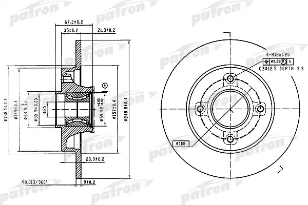 PATRON PBD7011 Диск тормозной