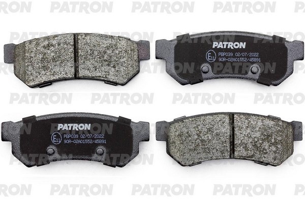PATRON PBP039 Колодки тормозные дисковые CHEVROLET: LACETTI 05-, NUBIRA седан 05-, NUBIRA универсал 05-  DAEWOO: LACETTI Наклонная задняя часть (KLAN) 04-, NUBIRA Wagon (KLAN) 03-