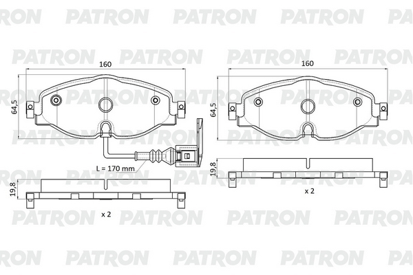 PATRON PBP1307 Колодки тормозные дисковые перед. AUDI A3/Q2/Q3 SEAT Leon / SKODA Karoq/Kodiaq VW Golf/Passat/Tiquan 12-