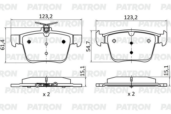 PATRON PBP1308 Колодки тормозные дисковые задн. AUDI: A3 12->, TT 14->, SKODA: SUPERB 15->, VW: GOLF VII 12->, PASSAT 14->, TOURAN 15->