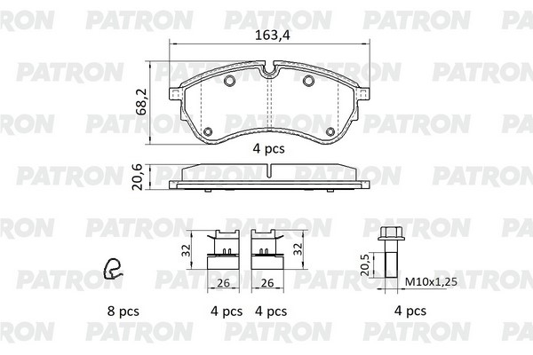 PATRON PBP242 Колодки тормозные дисковые перед VW Crafter 2016-