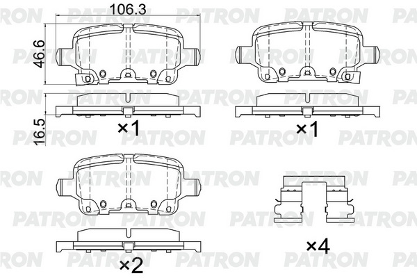 PATRON PBP290 Колодки тормозные дисковые зад. CHEVROLET Bolt / Cruze / Malibu / Volt / OPEL Astra K 16-