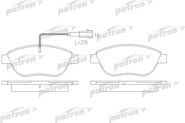 PATRON PBP7009 Колодки тормозные дисковые передн CITROEN: XSARA PICASSO 05-,  FIAT: DOBLO 01-, DOBLO Cargo 01-, IDEA 04-,  LANCIA: MUSA 04-