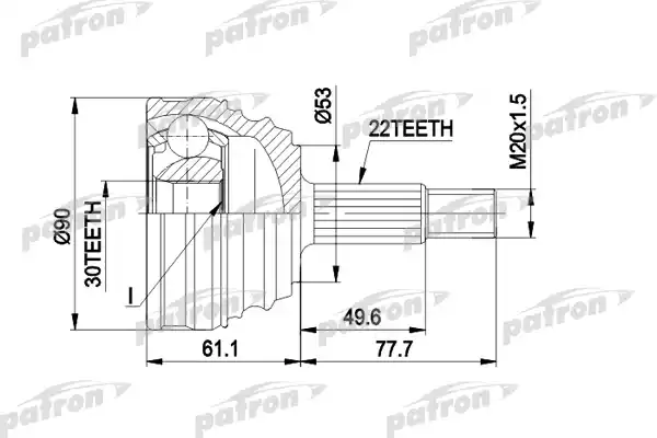 PATRON PCV1009 ШРУС наружн к-кт 22x53.2x30 VW: GOLF, JETTA, VENTO 1.8-2.0 11.91-, PASSAT 4.88-