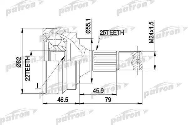 PATRON PCV1015 ШРУС наружн к-кт PEUGEOT: 305 82-89, 405 1.4-1.9 5.87-, CITROEN: ZX 1.1/1.4/1.6/1.8 3.91-