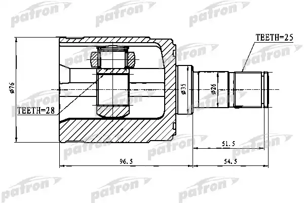 PATRON PCV1023 ШРУС внутренний правый 28x35x25 HONDA CIVIC/CIVIC FERIO EK/EJ9 95-01