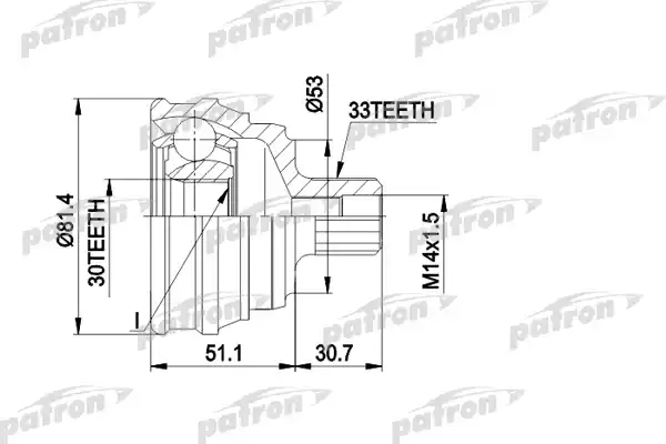 PATRON PCV1066 ШРУС наружн к-кт 33x53x30 AUDI: 80